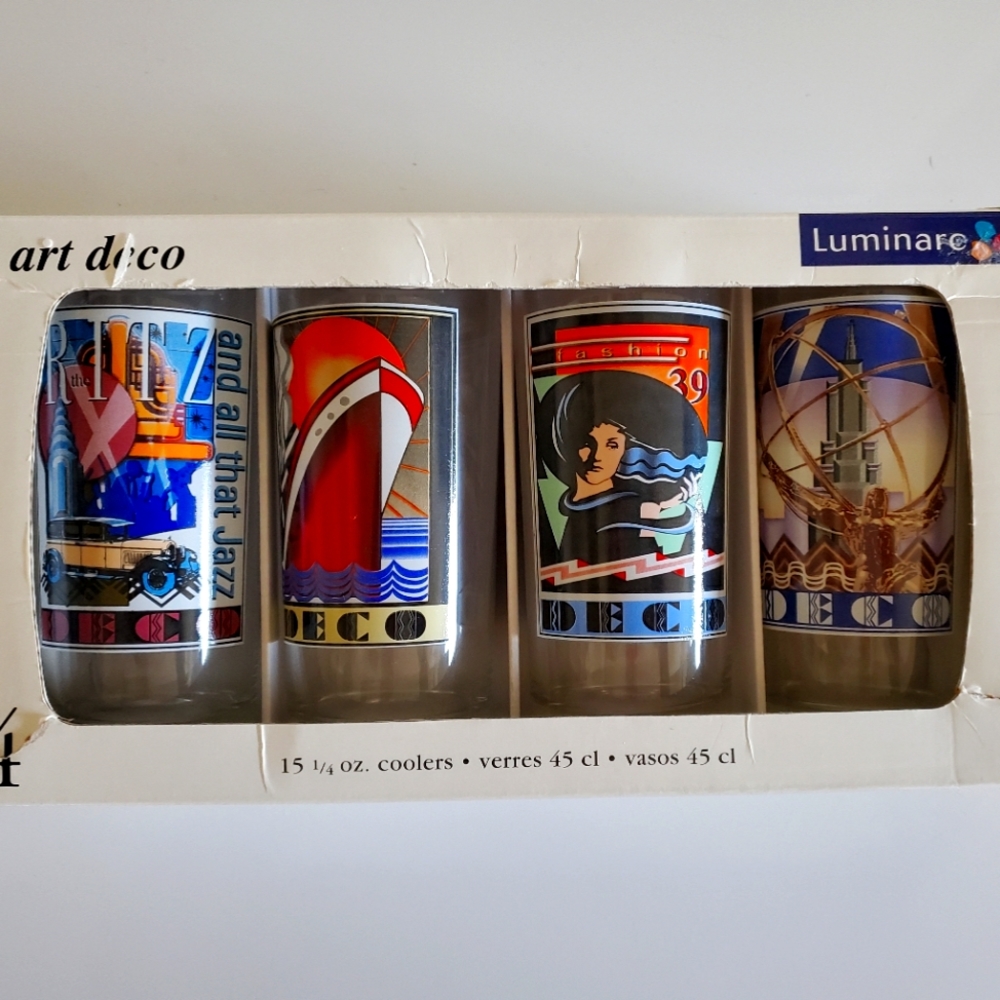 NIB ART DECO TUMBLERS BY LUMINARC